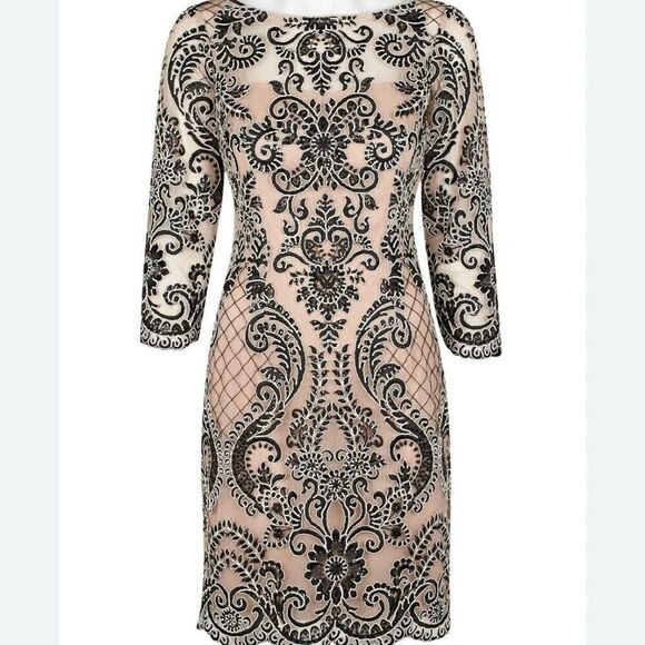 Aidan Mattox illusion sequin overlay boatneck dress size 2 - Picture 1 of 13